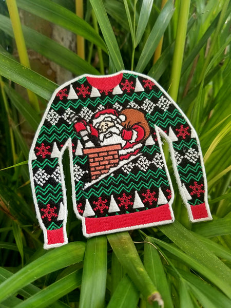 PhotonPhreaks Ugly Sweater Christmas Morale Patch - Flashlight and Santa Flashlight embroidered patch - PhotonPhreaks