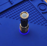Grand Tala #5: SST40 and Blue Flood -  brass custom dual beam pattern flashlight / torch with throw and flood - PhotonPhreaks
