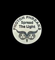 Mecha phOwl EDC Challenge Coin - Spread the Light flashlight themed worry stone by Photon Phreaks - PhotonPhreaks